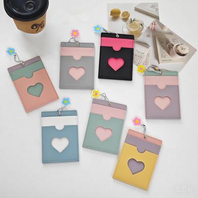 Love Keychain Heart-Shaped Pendant Card Holder Pu Id Cover For Office Work Elevator