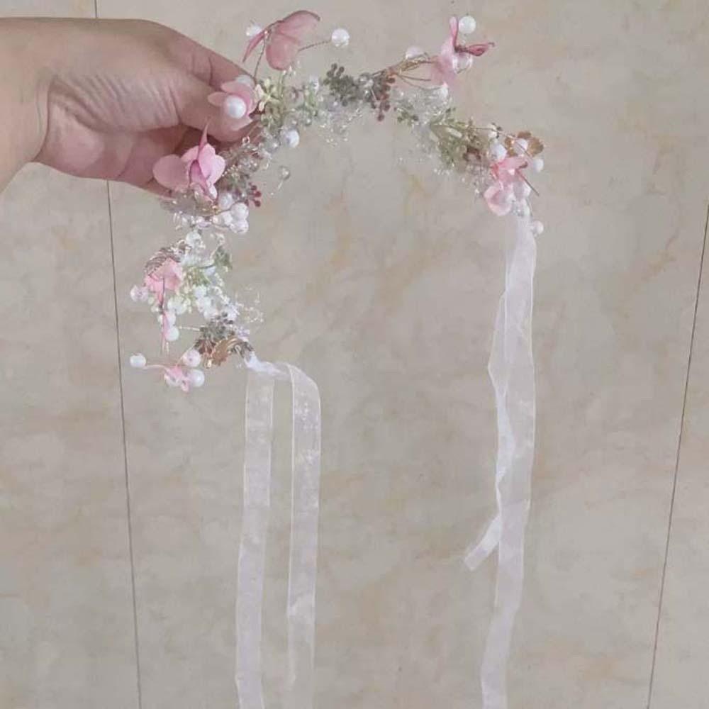 Beads Butterfly Fairy Hair Hoop Bohemia Style Flower Headdress Elegant Wreath Headband Bridal