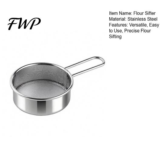 Baking Flour Sifter Small Stainless Steel Fine Mesh Sieve for Cocoa Powder Handheld Sugar Egg Liquid Filter Home Kitchen