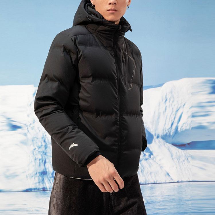 Anta Flame Technology Short Warm Hooded Down Jacket Men Outerwear Black 952147911-3