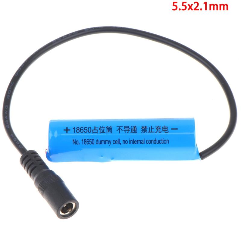 18650 Dummy Cell Battery Housing 0V Adapter Tube 5.5x2.1mm/5.5x2.5mm Port for Battery Capacity Testing