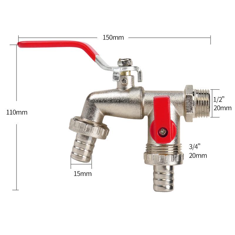 Black-Plated Zinc Alloy Double Outlet Garden Faucet