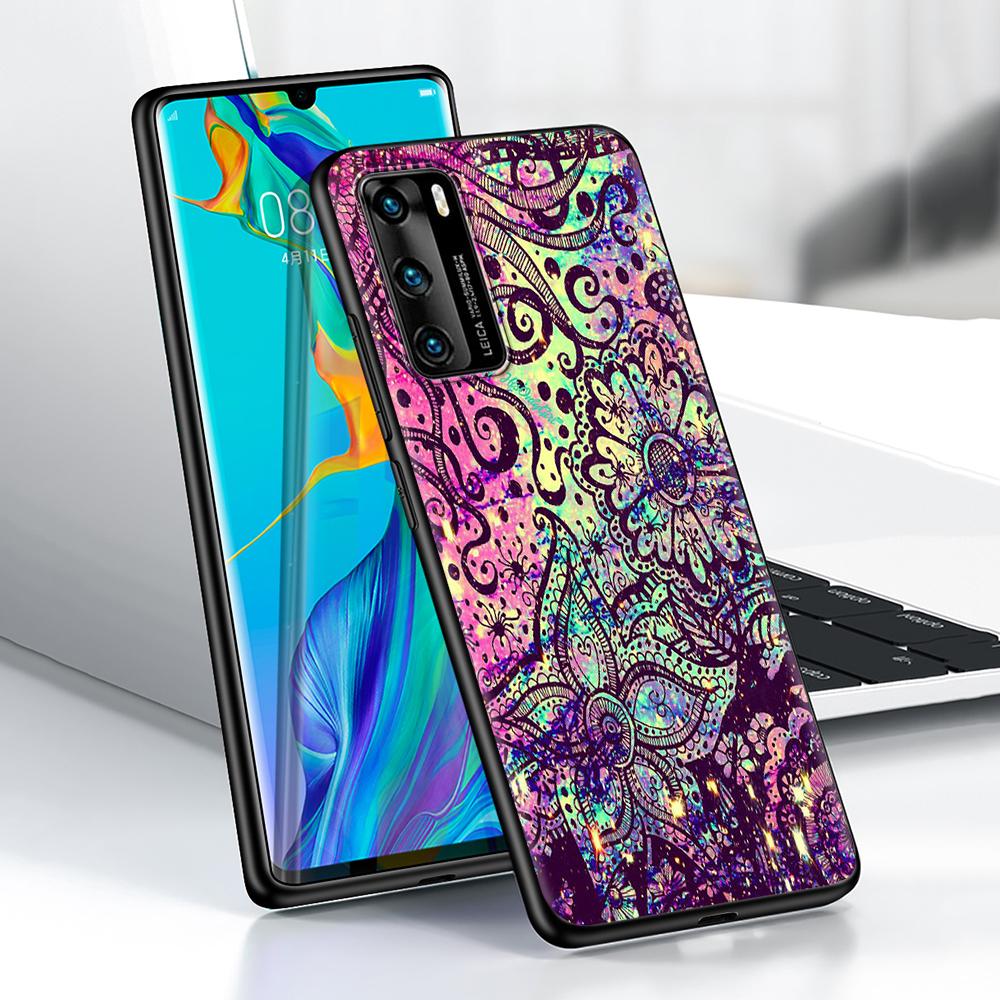 

Чехол с изображением подсолнуха Мандала для Huawei P30 P Smart Z P40 Lite E P20 Y7 Y9 2019 Honor 8X Play 9A 50 20 9X Pro, черный мягкий чехол для телефона Honor Play 9A