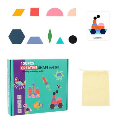 Dřevěné Tangram Puzzle Hračky, Geometrické Tvary Hračky, Vzdělávací Hračky pro Interakci Rodičů a Dětí, Sváteční Dárky a Narozeninové Dárky.