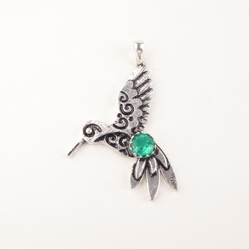 Chrome Diopside Gemstone 925 Sterling Silver Pendant 1.8" Jewelry Gift For Mom CP-20-6