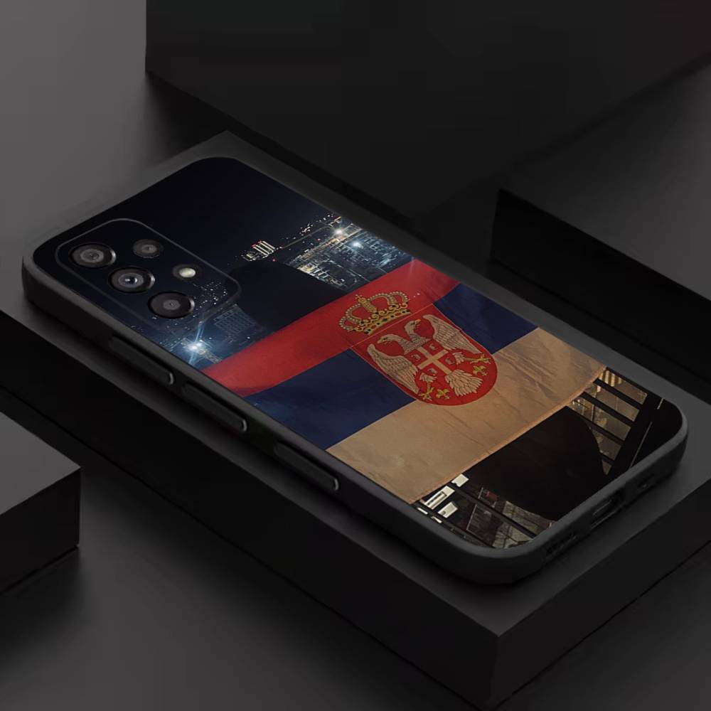 Serbia Serbian Flag MAP Phone Case For Samsung S 9,10,21,30,22,23,24,25,26,Ultra,Plus,Lite,FE,4,5G Black Soft Case