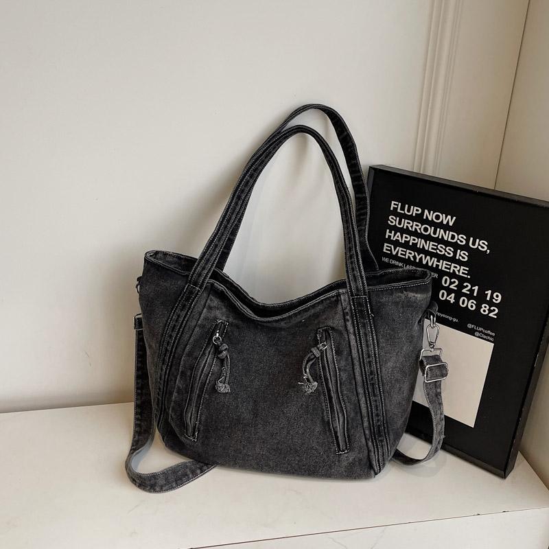Denim Tote Bag Women's Large Capacity Commuting Shoulder Bag Crossbody Bag