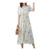 [Four Leaf] Floral Print Dress, Resort Dress, Women's, Summer, Cute, Off-the-Shoulder Dress, Pretty, Long, Casual, Large Size, Short Sleeve, Resort,