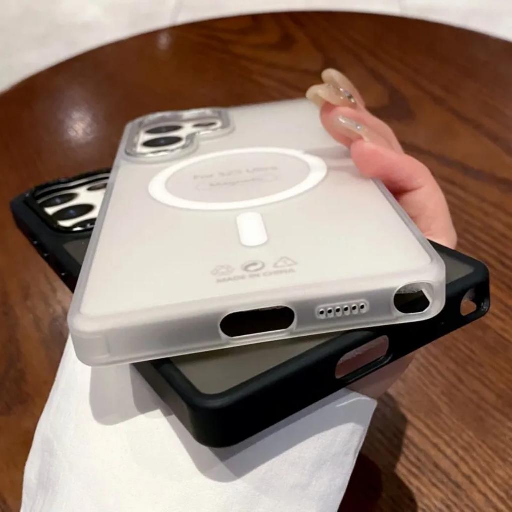 Luxury Matte Clear Magsafe Case for Samsung Galaxy S25 S24 S23 Ultra Plus S24FE Magnetic Wireless Charge Shockproof Bumper Cover