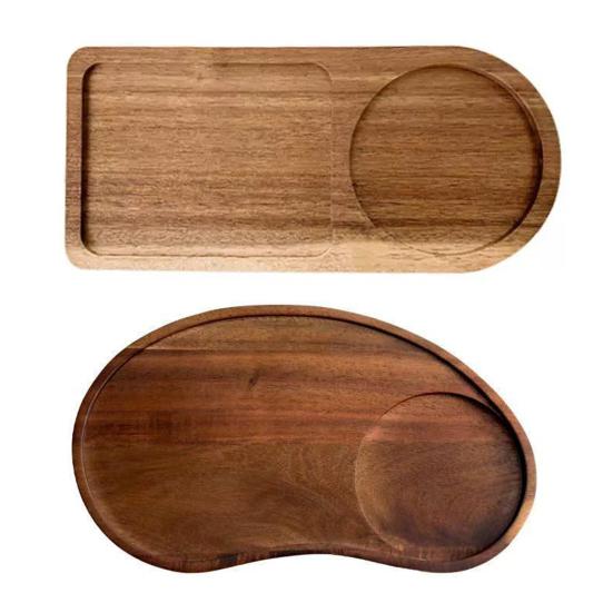 Wooden Serving Tray Cashew Nut Shape Tea Service Tray Artistic Craftsmanship Snacks Desserts Breakfast Dinner Transport Tray