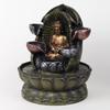 Sittande Gautam Buddha Inomhus 4-stegs Vattenfontän med LED-lampor för Kontor, Heminredning