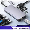 8 In 1 Type C Hub with 4K HDMI USB 3 0 Gigabit Ethernet Port for Laptop MacBook