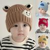 Baby Wool Hat Cute Big-Eyed Frog Ear Protection Hat Winter Thickened Warm Knitted Hat Gift For Kids