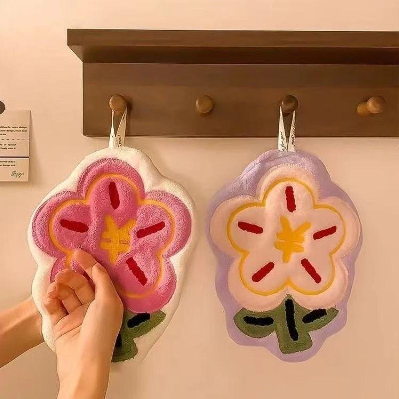 2025 Coral Velvet Flower Flower Towel Hanging Type Absorbent Quick Drying Suitable for Hanging Household, Kitchen Small Towels