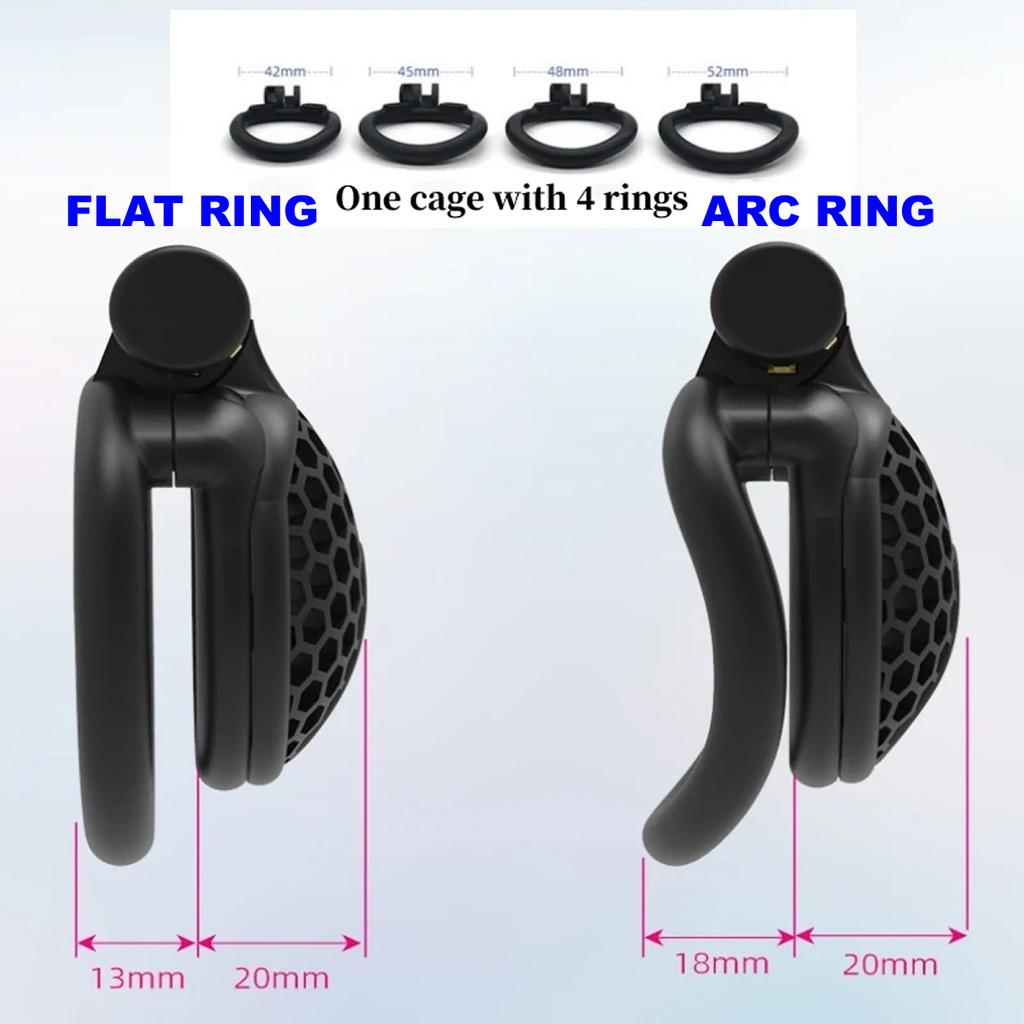 Sissy Male Mini Honeycomb Chastity Lock Breathable BDSM CB Lock Male Chastity Device with 4 Penis Rings Cock Cage Adult Sex Toy