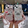 Applicable Apple 17Promax Luxury Rhinestone Mickey Mouse Mirror Mobile Phone Case Iphone15 Bear 14 Hand Chain