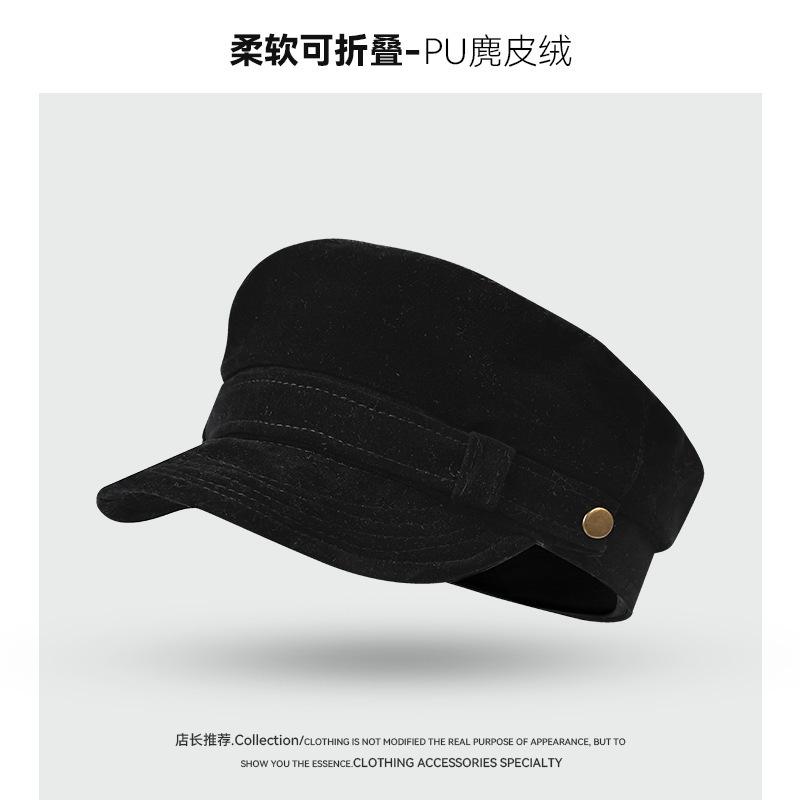 Japanese Retro Equestrian Hat Suede Duck Tongue Beret Women'S Casual Versatile Spring And Autumn Octagonal Hat Shows Small Face