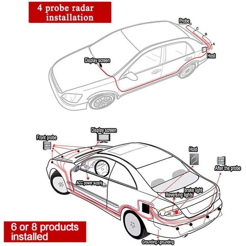 Car Parking Sensor System for 24V Vehicles, Buses Black ABS Backup Monitor Detector Assistant