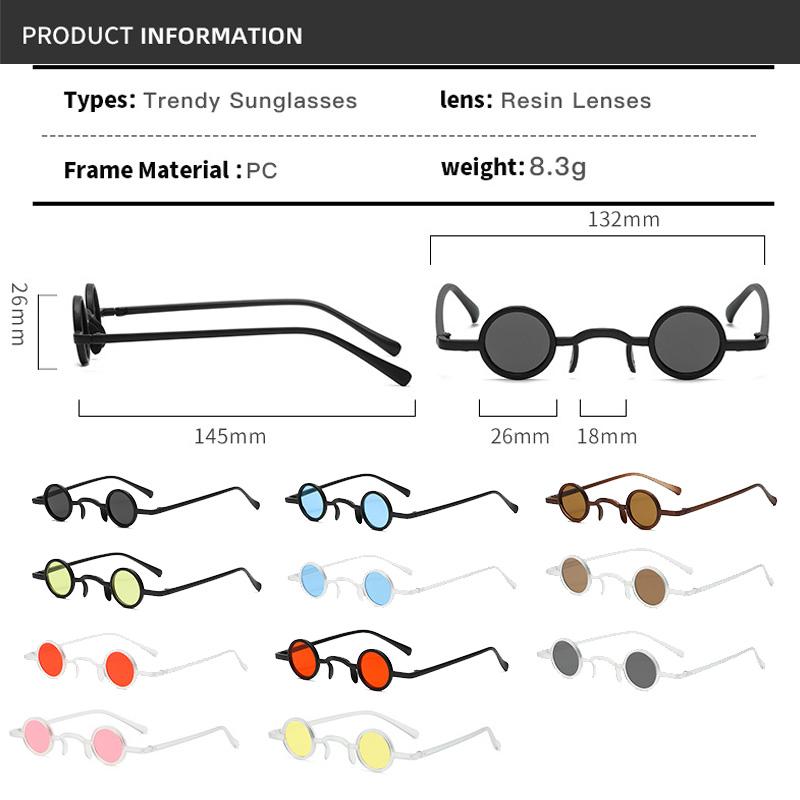 1Pc Retro Mini Sunglasses Round Men Plastic Frame Gold Black Red Small Round Framed Sun Glasses Popular Color Lens Sunglasses