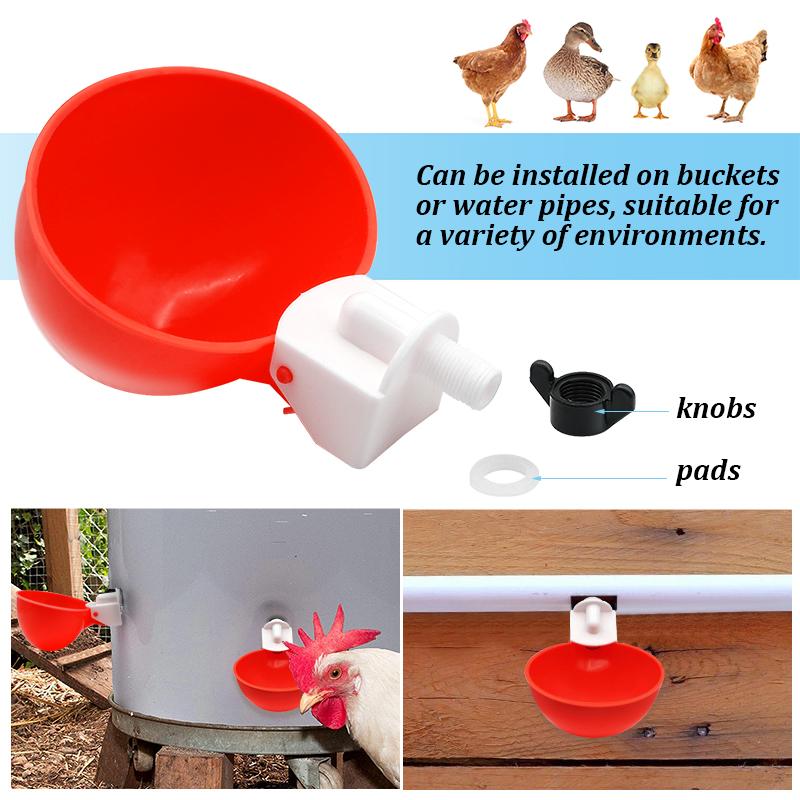 50 Pcs Automatic Chicken Drinker Bowl Duck Plastic Drinking Cup Chicken Feeder Bird Water Dispenser Poultry Water Supply Device