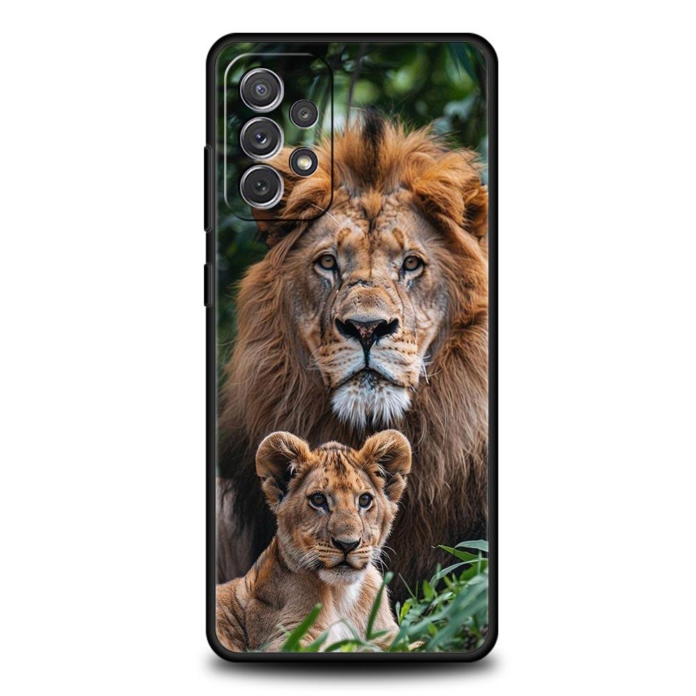 Phone Case For Samsung Galaxy A15 A13 A51 A71 A41 A31 A21S A03S A05 A35 A32 A55 A23 A25 A33 A53 A73 5G Lion Alpha Male Cub Cover
