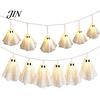 Spooky Hanging Ornaments Halloween Glowing Ghost Decor, Light Up Ornament for Party Holiday Decor Scene, Indoor Outdoor Wall Window Decoration,