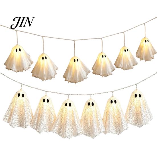 Spooky Hanging Ornaments Halloween Glowing Ghost Decor, Light Up Ornament for Party Holiday Decor Scene, Indoor Outdoor Wall Window Decoration,