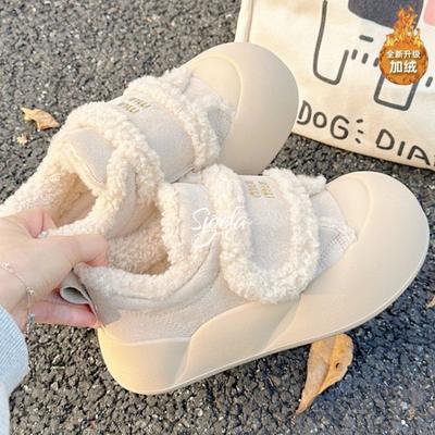 Velcro Muffin Thick-soled Velvet Cotton Shoes Winter New Niche Design Warm Casual Bread Shoes