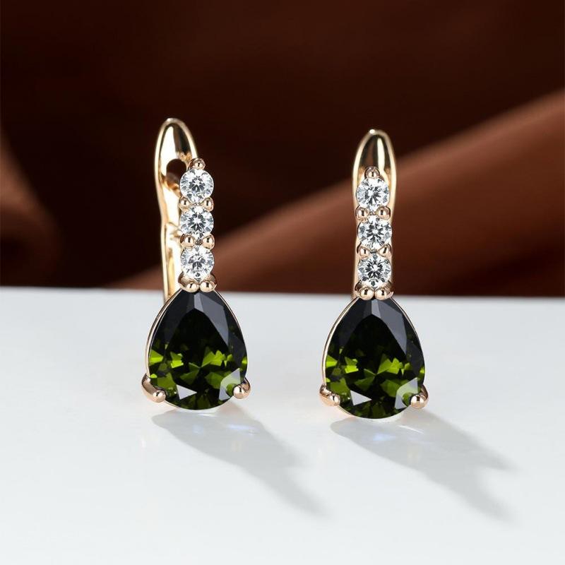

SHEIN water drop-shaped full diamond zircon ear buckle color Korean style with simple temperament
