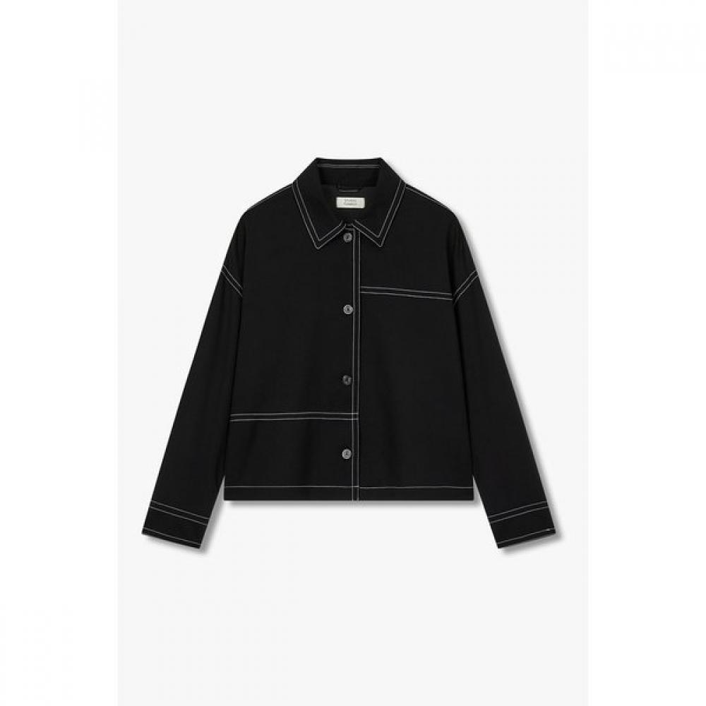Studio Tomboy Poly Color Stitched Blouse  9176321882ct black (99)/ONESIZE