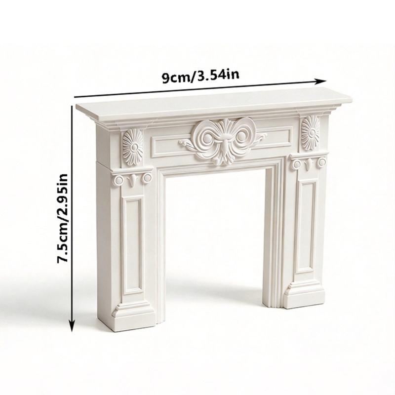 3D Embossed Pattern Miniature Fireplaces Model Doll House Accessory With Flower Carving For 1/12 Scale Model Scene Display