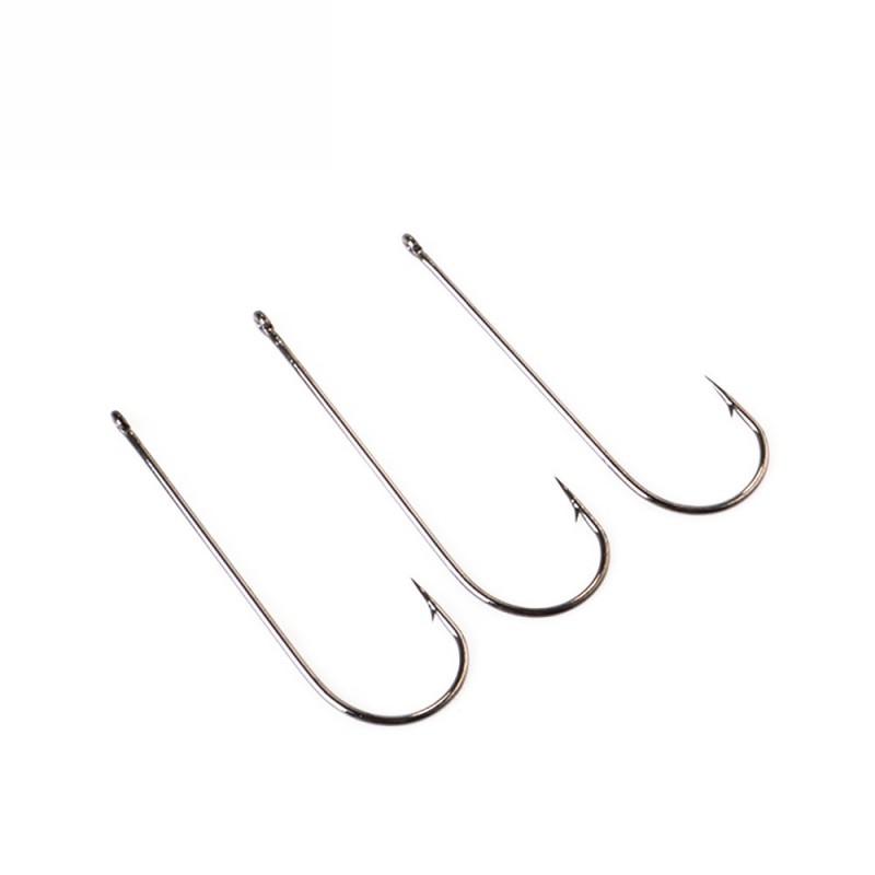 FTK Sea Fishing Hooks With Barbs Straight Shank Strong Long Hook Bass Pike 10pcs