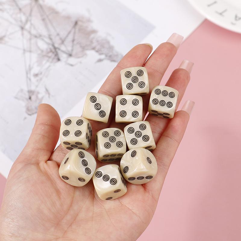 10Pcs 16Mm Acrylic Ivory Dice D6 Dice For Board Game Round Entertainment Party