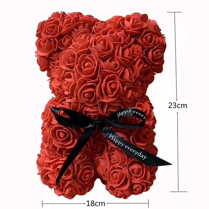 Artificial Flowers 25cm Rose Bear Girlfriend Anniversary Christmas Valentine's Day Gift Birthday Present For Wedding Party
