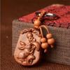Wooden Protection And Safety Keychain Pendant For Car Decoration And Bag Accessories