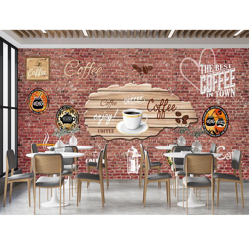 Fototapeta 3D Kávová zrna Fototapeta Cafe Shop Tabule Fototapeta pro kavárnu Restaurace Drink Bar Tapeta Dekor