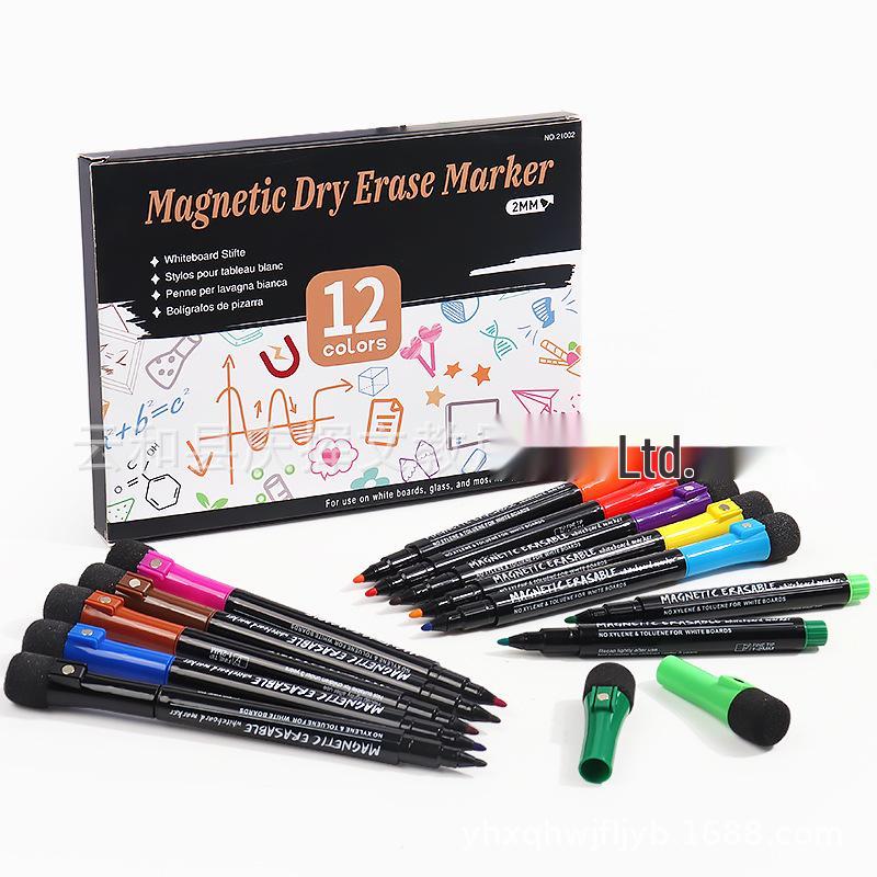 12-Color Strong Magnetic Erasable Whiteboard Marker Set