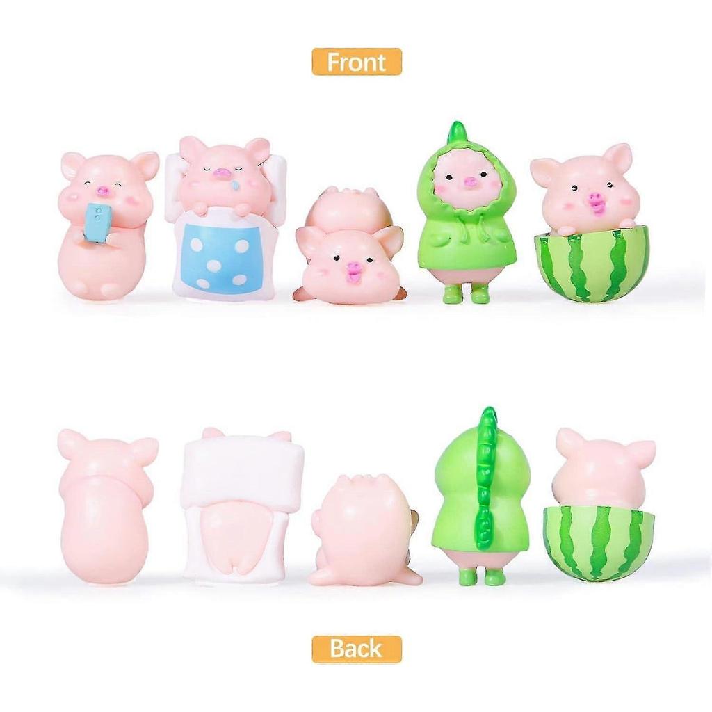 5 Pcs Mini Piggy Figures Cute Car Dashboard Ornaments For Car Garden Cake Decoration,a - DD