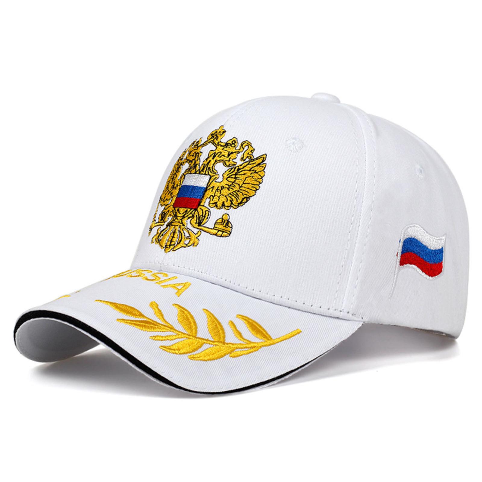 

Embroidered Baseball Cap with National Crest and Flag Patch Adjustable Closure Durable Fabric Outdoor Sports Hat One Size білий