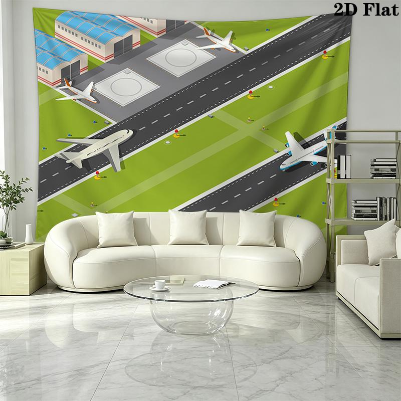 Airports and Airplanes Pattern Home Decor Tapestry, Wall Hanging, Decorative RV Wall Cloth.MGT0918314