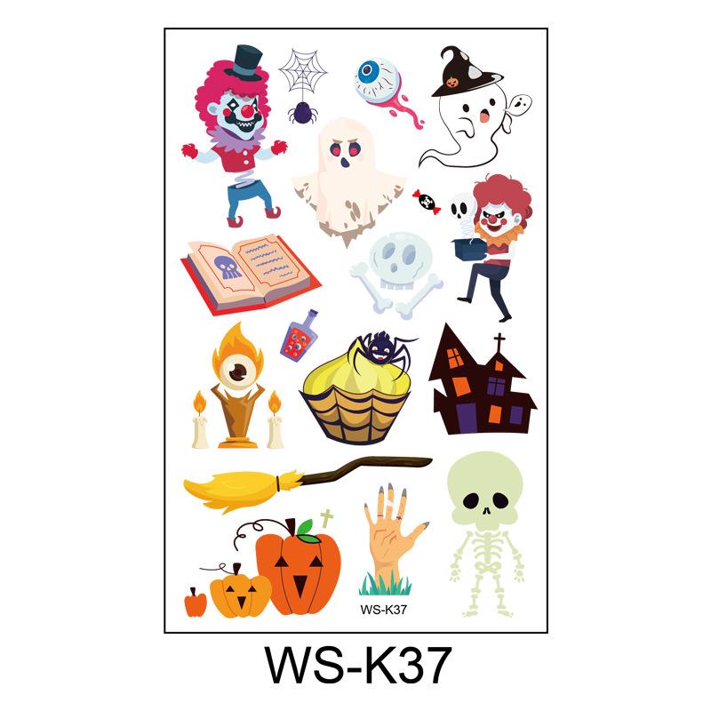 Waterproof Halloween Cartoon Tattoo Stickers for Kids - Pumpkin Magician Theme