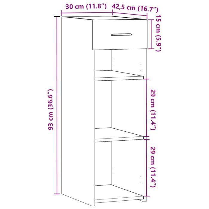 VidaXL Buffet chêne fumé 30x42,5x93 cm bois d'ingénierie, armoire, armoire latérale, armoire de rangement, armoire, placard, 846310