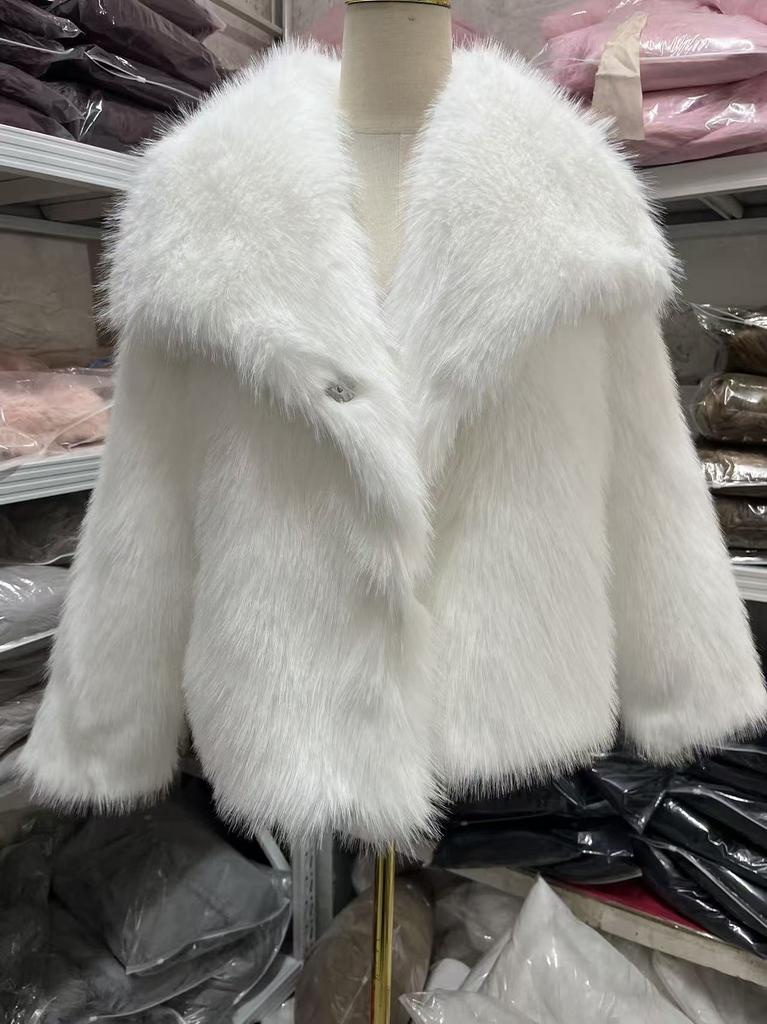 European, American autumn and winter new large-size women's fur coat, toka, artificial fur top, anti-fox hair