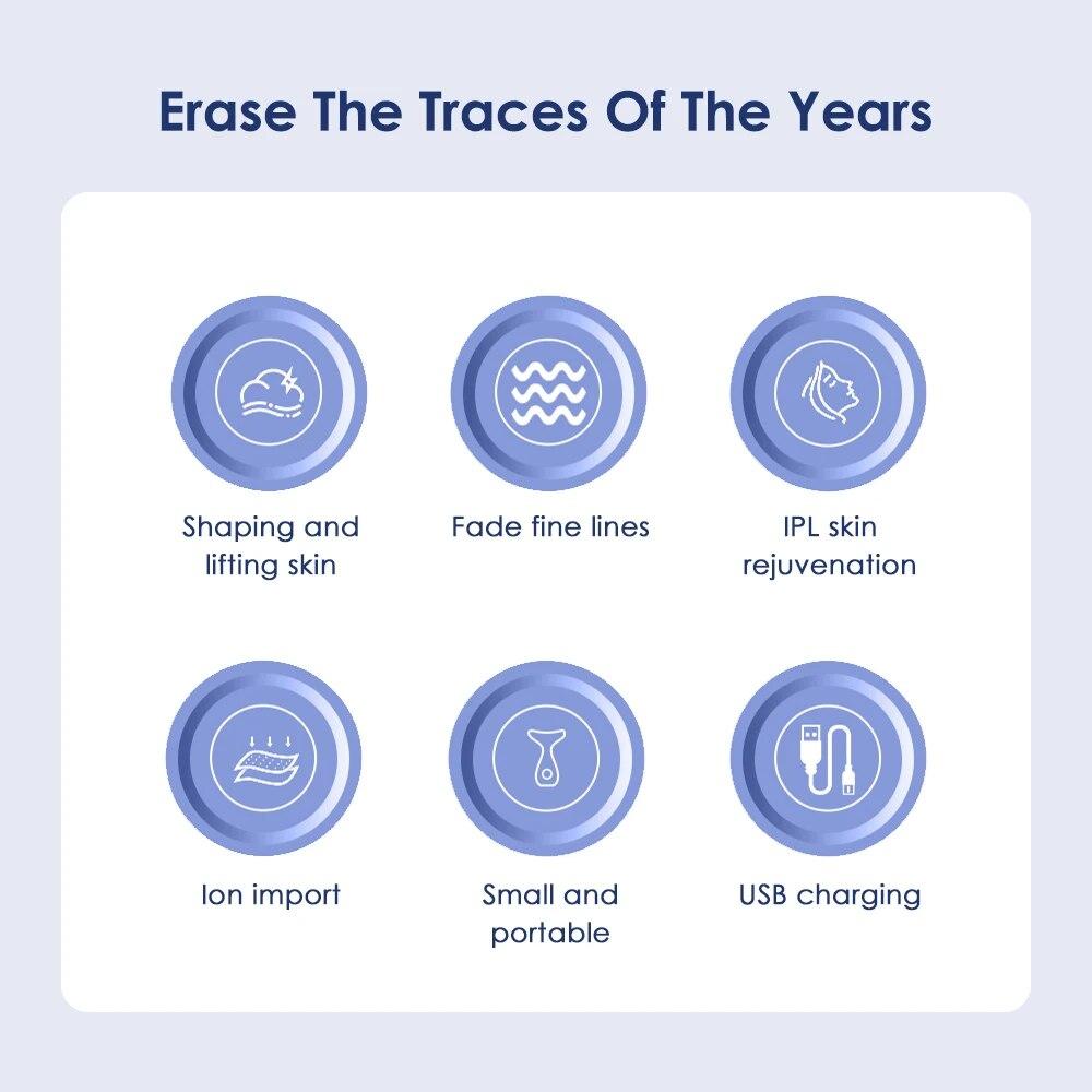 Neck Face Beauty Device 3 Colors Led Photon Facial Massager Firming Rejuvenation Anti Wrinkle Ultrasonic Vibration Lifting