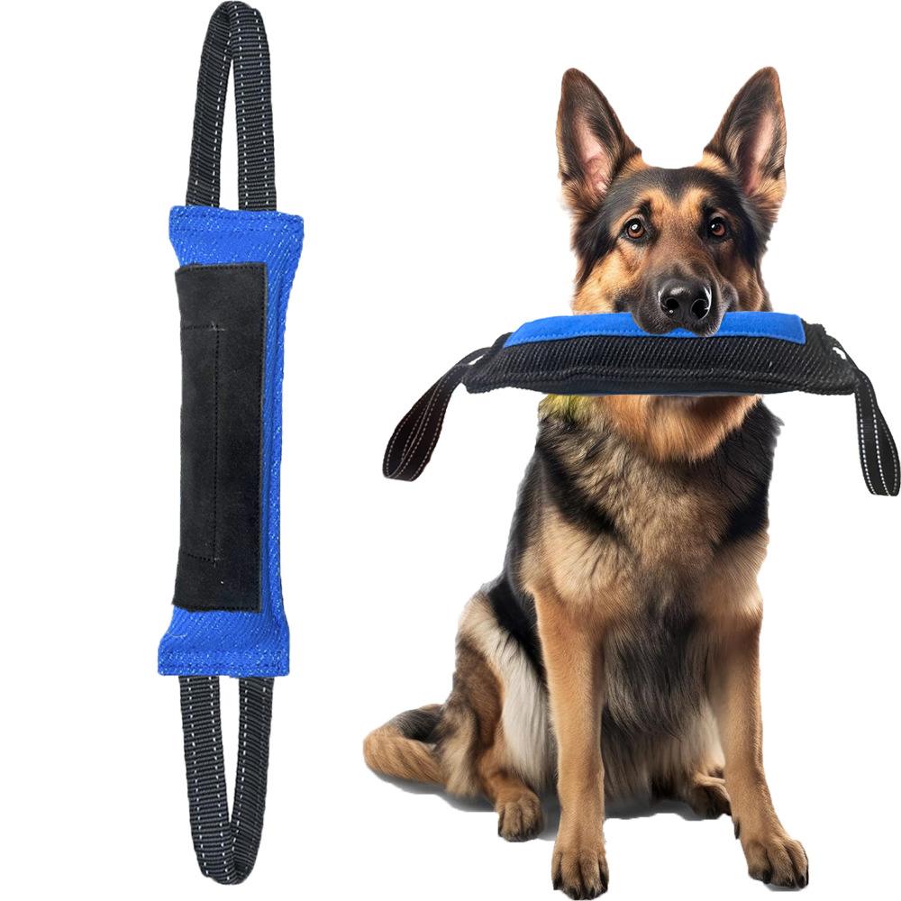 Hundetraining Beißstange reißfestes Tuch aufgenähtes Leder interaktives Tauziehen Haustierspielzeug Hundetraining Zubehör für draußen