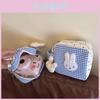 Blue Check Miffy Rabbit Storage Bag With Polyester Material For Casual Daily Use