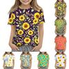 Kids Floral Print Crew Neck Short Sleeve Casual Loose Fit T-Shirt Comfortable Lightweight Top for Everyday Wear