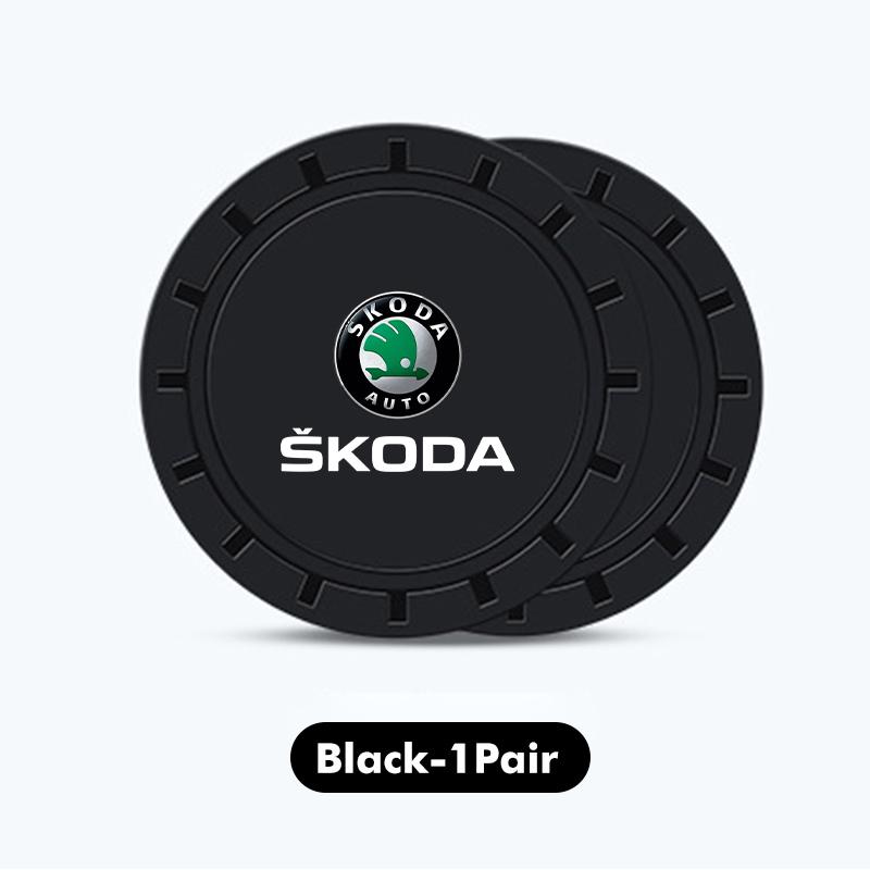 KEOW9 2pcs Silicone Car Coaster Water Cup Bottle Holder Mat Anti-Slip Pad For Skoda Fabia 1 2 Octavia a7 RS Superb Rapid Yeti Karoq