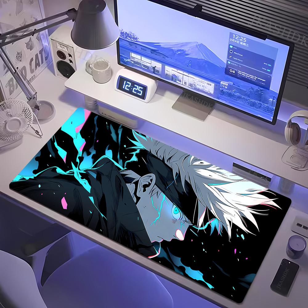 Großes Gaming-Mauspad Jujutsu Kaisen Mauspads Anime Gojo Satoru Schreibtischunterlage Gamer Firma Tastatur Mauspads Computerteppich