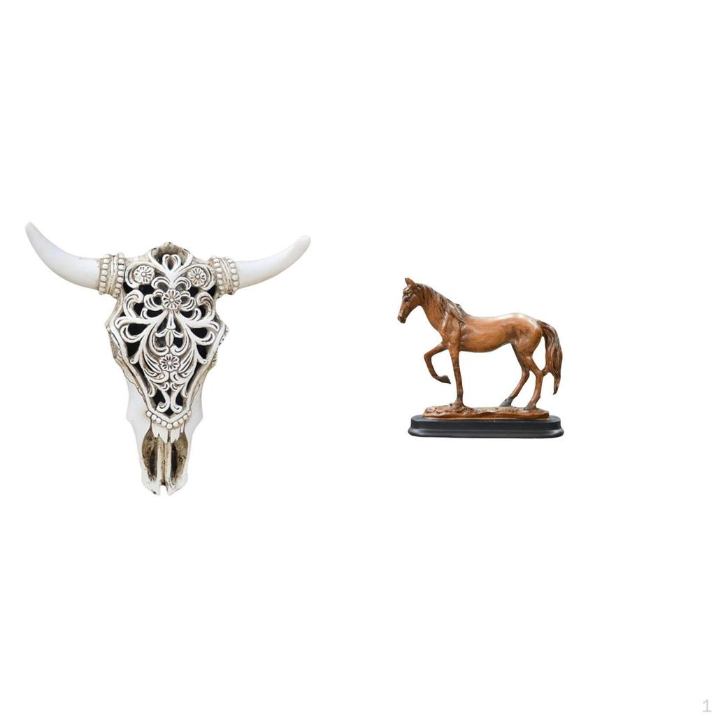 Tribal Bull Head Wall Hanging Sculpture And Modern Horse Resin Animal Statue Art Craft Ornament for